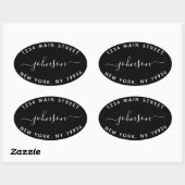 Maak Je Eigen Retouradres Zwart Wit Ovale Sticker (Vel)