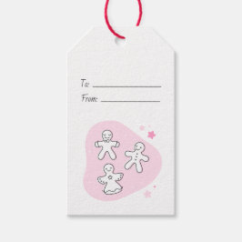 Maak je eigen retro-gingerbrood roze kerstfeest cadeaulabel