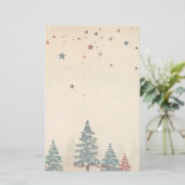 Maak Je Eigen Retro Hemel Rode Teal Bomen Briefpapier (Staand voorkant)