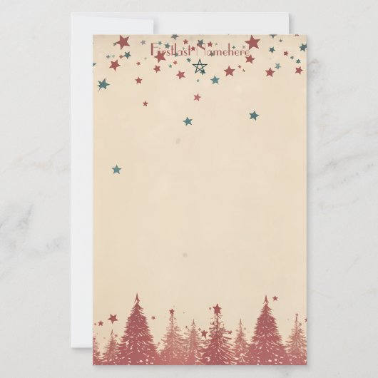 Maak je eigen Retro Hemelrode Yule Bomen Briefpapier (Voorkant)