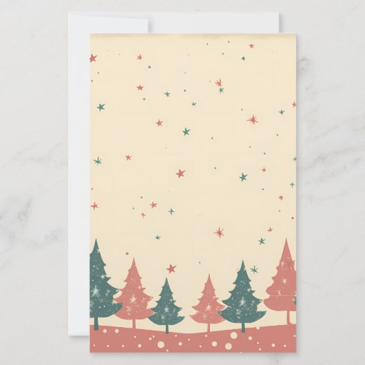 Maak Je Eigen Retro Hemelse Yule Bomen Briefpapier (Achterkant)