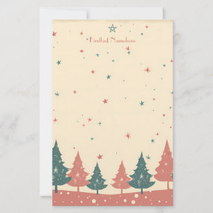 Maak Je Eigen Retro Hemelse Yule Bomen Briefpapier