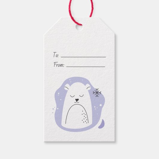 Maak je eigen retro ijsbeer paarse kerst cadeaulabel (Voorkant)