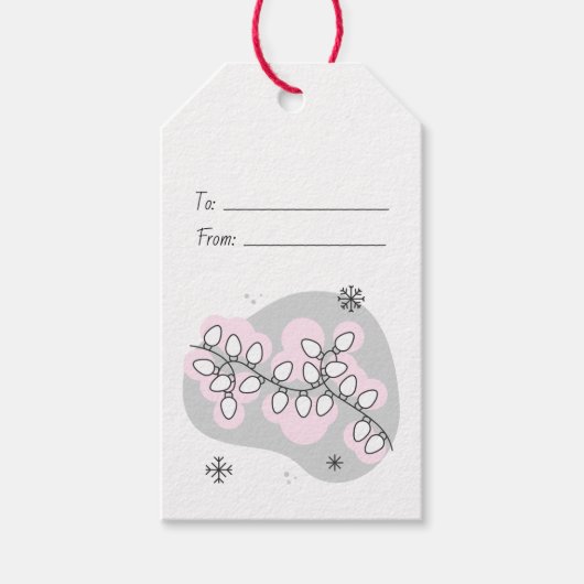 Maak Je Eigen Retro Kerstringverlichting Kerstmis Cadeaulabel (Voorkant)