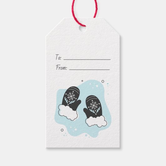 Maak Je Eigen Retro Mutsen Blauwe Kerstmis Cadeaulabel (Voorkant)