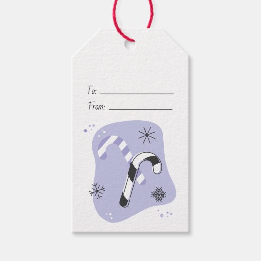 Maak Je Eigen Retro Paarse Candy Canes Kerstmis Cadeaulabel (Voorkant)