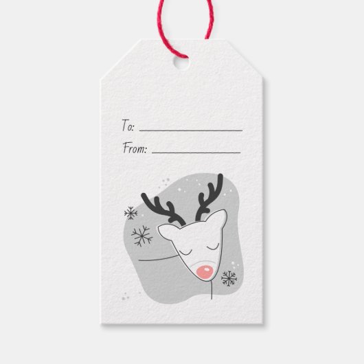 Maak Je Eigen Retro Rendier Zilver Kerstmis Cadeaulabel (Voorkant)