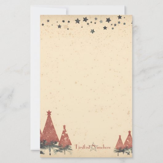 Maak Je Eigen Retro Rode Grijze Hemelse Yule Briefpapier (Voorkant)