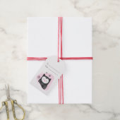 Maak Je Eigen Retro Sneeuwuil Roze Kerstmis Cadeaulabel (Met Touw)