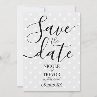 Maak Je Eigen Retro Stippen Grijs Trouwfeest Save The Date