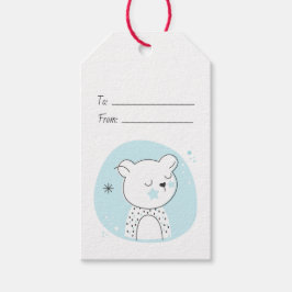 Maak Je Eigen Retro Teddybeer Blauw Kerstfeest Cadeaulabel
