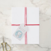 Maak Je Eigen Retro Teddybeer Blauwe Kerstmis Cadeaulabel (Met Touw)