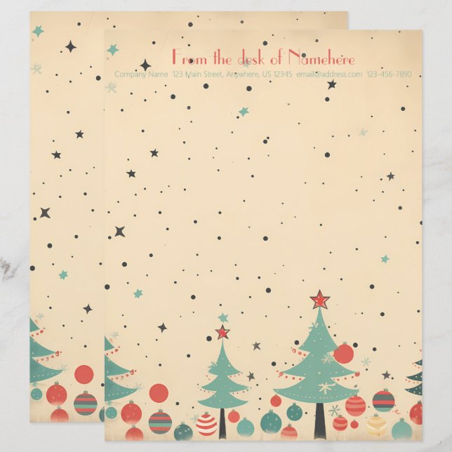 Maak je eigen retro turquoise rode kerstversiering briefhoofd (Voorkant / Achterkant)