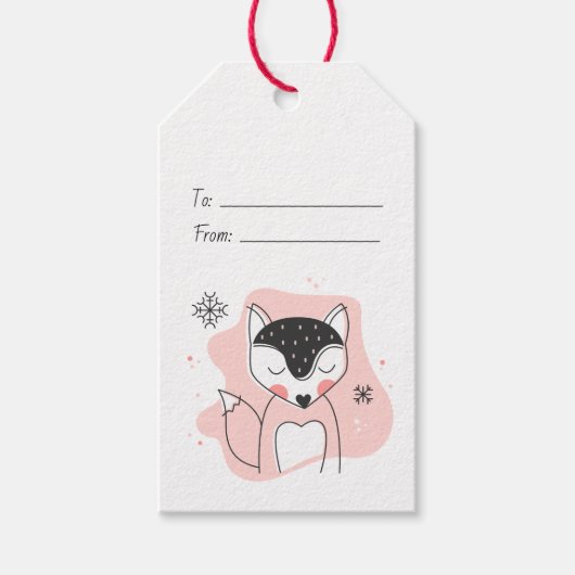 Maak je eigen retro vos-oranje kerstfeest cadeaulabel (Voorkant)