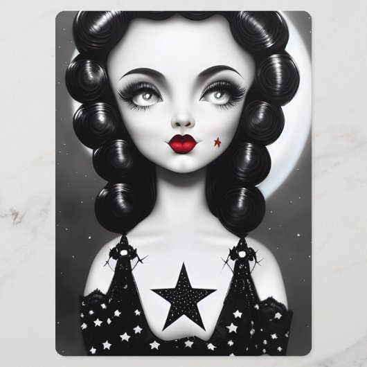 Maak Je Eigen Retro Zwarte Ster Pinup Menu (Achterkant)