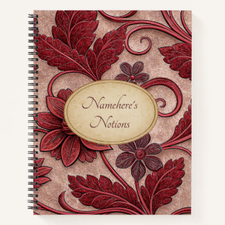 Maak je eigen robijnrode vintage bloemranken notitieboek