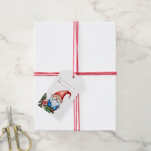 Maak je eigen rode en blauwe kerstkabouter cadeaulabel (Met Touw)