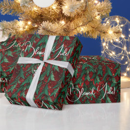 Maak Je Eigen Rode Groene Yule Dennsbomen Cadeaupapier