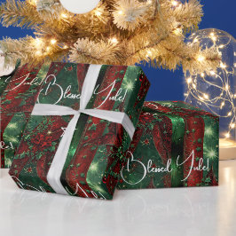 Maak Je Eigen Rode Groene Yule Hulstlinten Bogen Cadeaupapier