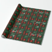 Maak Je Eigen Rode Groene Yule Lint Weefsel Cadeaupapier (Uitgerold)