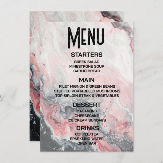 Maak Je Eigen Rode Marmer Menu (Voorkant / Achterkant)