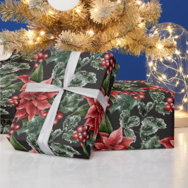 Maak je eigen rode poinsettia's en hulst cadeaupapier