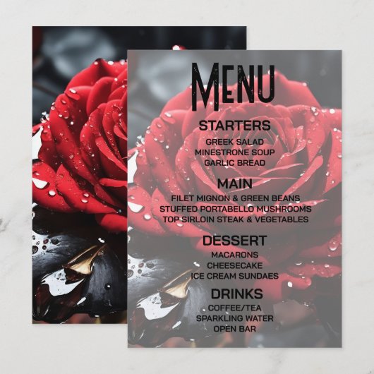 Maak Je Eigen Rode Roos Close-up Menu (Voorkant / Achterkant)
