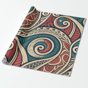 Maak je eigen rode turquoise blauwe feestelijke st cadeaupapier