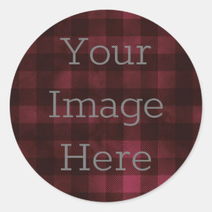 Maak Je Eigen Rode + Zwarte Buffalo Check Plaid Ronde Sticker