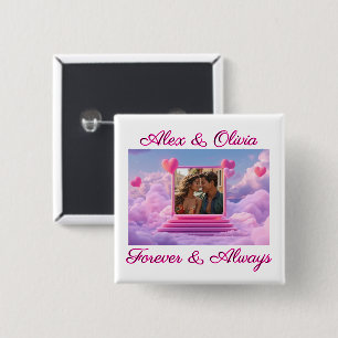 Maak je eigen romantische hartfoto sjabloon vierkante button 5,1 cm