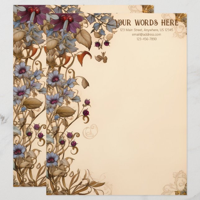 Maak Je Eigen Romantische Herfsttuin Bloemen Briefhoofd (Voorkant / Achterkant)