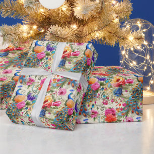 Maak Je Eigen Romantische Pauw Bloemen Cadeaupapier