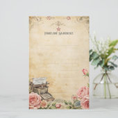 Maak Je Eigen Romantische Rozen Schrijfmachine Not Briefpapier (Staand voorkant)