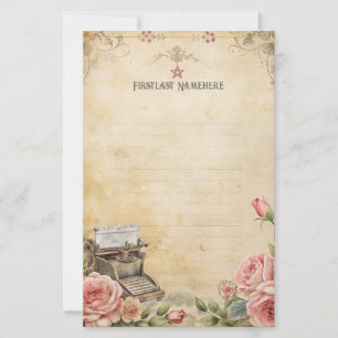 Maak Je Eigen Romantische Rozen Schrijfmachine Not Briefpapier