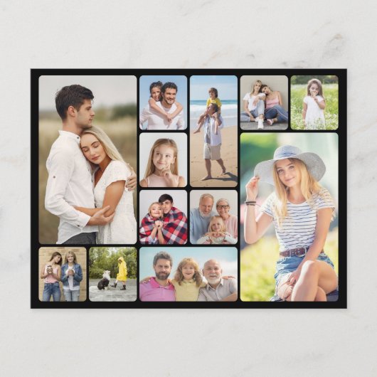 Maak Je Eigen Ronde Hoeken 12 Foto Collage Briefkaart (Voorkant)