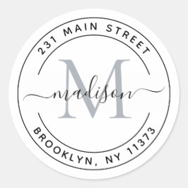 Maak Je Eigen Ronde Monogram Retouradres  Sticker