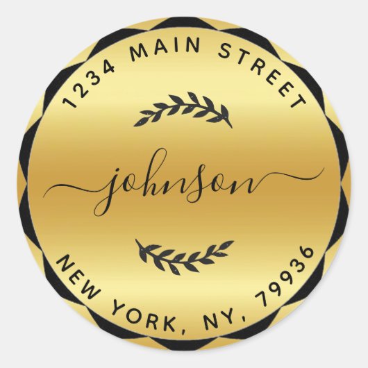 Maak Je Eigen Ronde Retouradres Goud Ronde Sticker (Voorkant)