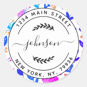 Maak Je Eigen Ronde Retouradres Sticker