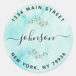 Maak je eigen ronde retouradres waterverf sticker