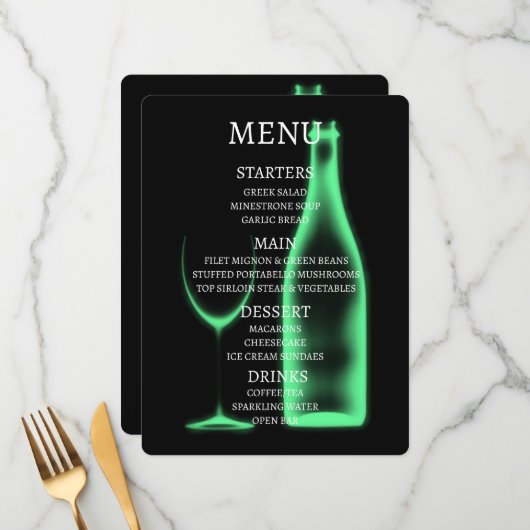 Maak Je Eigen Röntgen Wijn Glas & Fles Menu (Voorkant / Achterkant in situ)