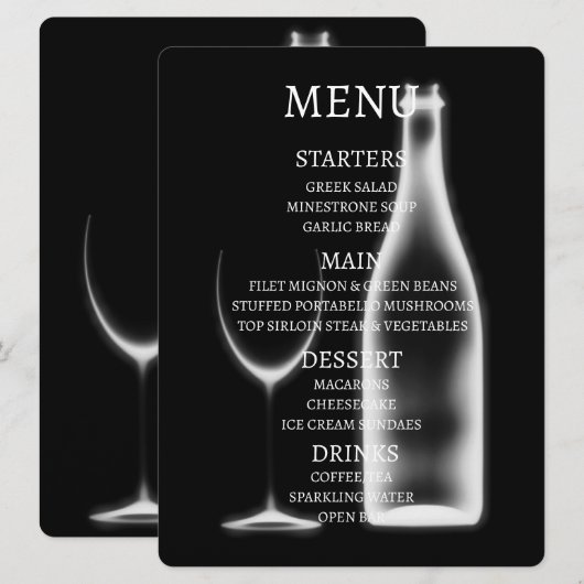 Maak Je Eigen Röntgen Wijn Glas & Fles Menu (Voorkant / Achterkant)