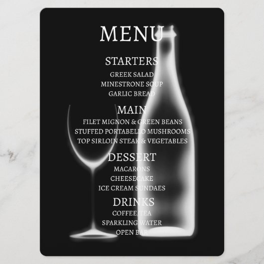 Maak Je Eigen Röntgen Wijn Glas & Fles Menu (Voorkant)