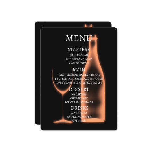 Maak je eigen Röntgen wijnglas & fles Menu (Voorkant / Achterkant in situ)