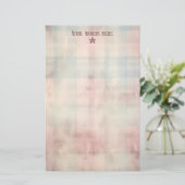 Maak Je Eigen Roze Blauwe Geruite Grunge Briefpapi Briefpapier (Staand voorkant)