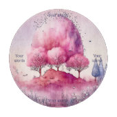 Maak Je Eigen Roze Boom Landschap Snijplank (Voorkant)