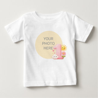 Maak Je Eigen Roze Eén 1e Verjaardag Baby T-shirt