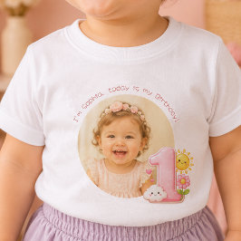 Maak Je Eigen Roze Eerste Verjaardag Baby T-shirt