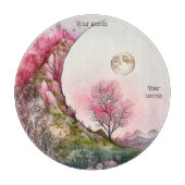 Maak Je Eigen Roze Maan Landschap Snijplank (Voorkant)