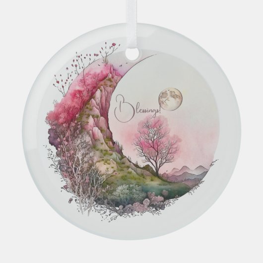 Maak je eigen roze maanlandschap glas ornament (Voorkant)