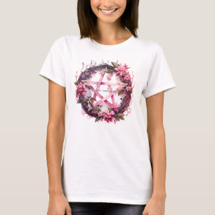 Maak Je Eigen Roze Pentakel Bloemen T-shirt